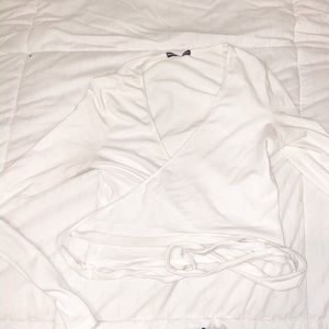 brandy white wrap around top
